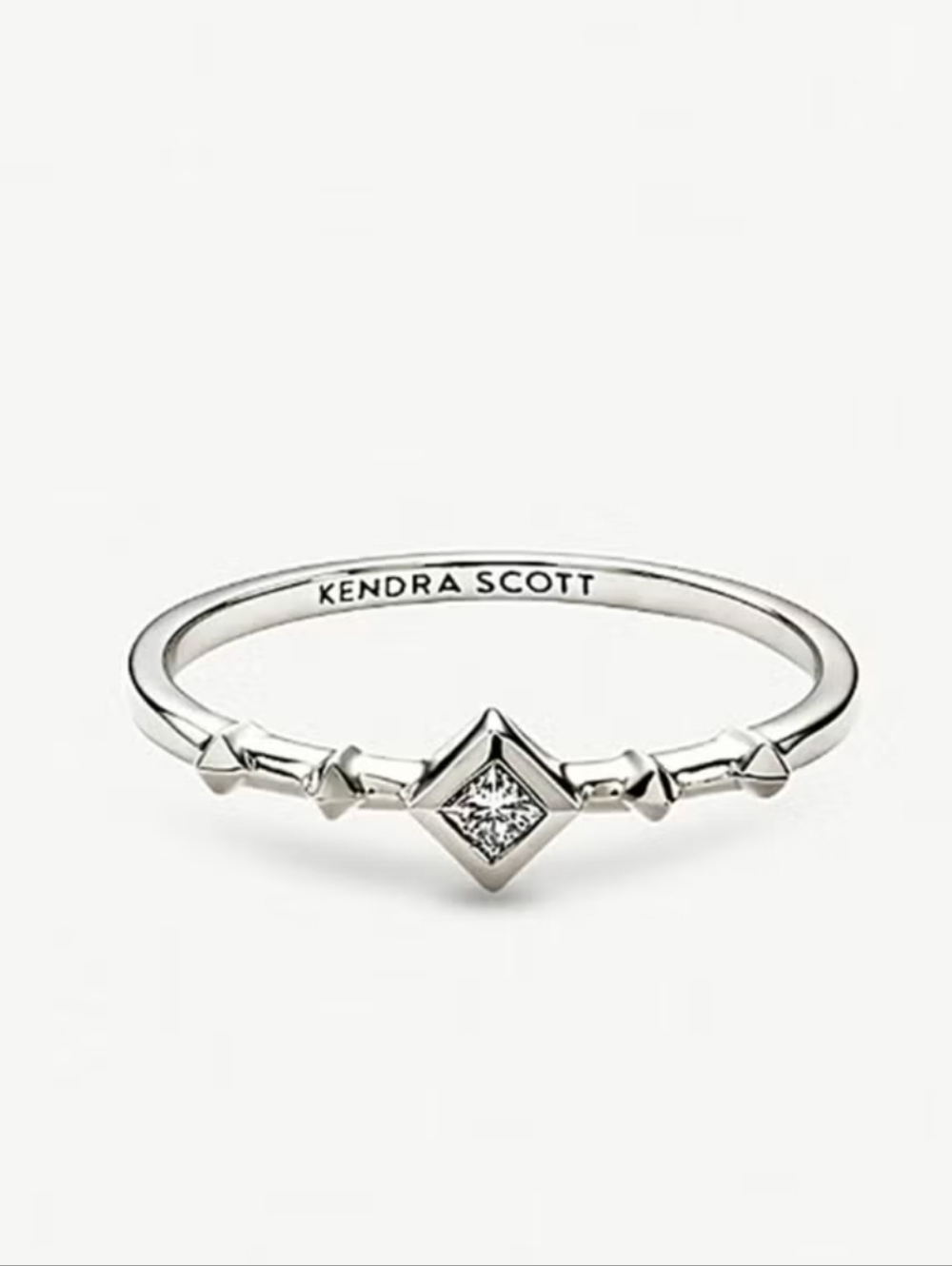Kendra Scott 14k White Gold Solitaire Princess Diamond Ring Fine Jewelry Sz 8